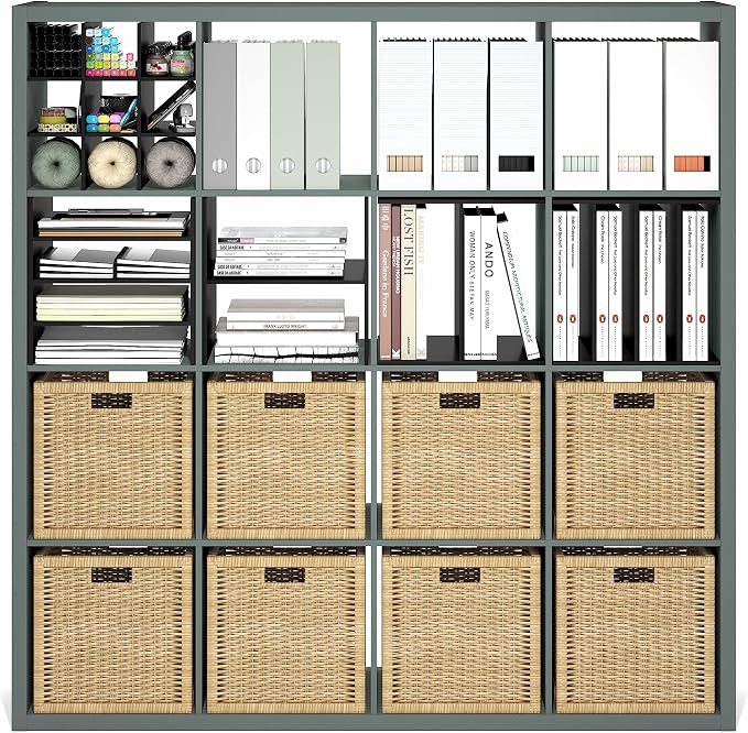 Furinno Cubicle Book Shelf, 16-Cube Bookshelf, Extra Thick Frame Reversible - Image 6