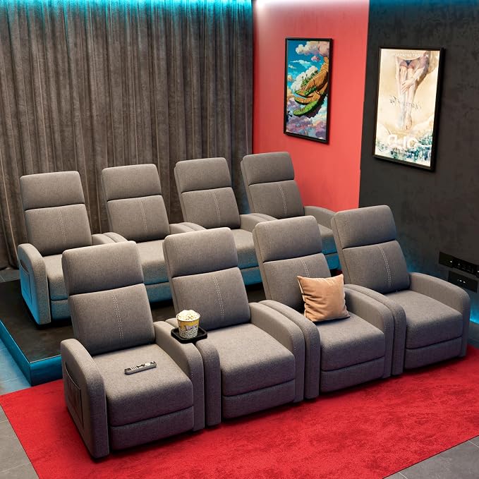 GarveeHome Linen Fabric Manual Recliner Chair, - Image 7