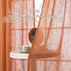 Linen Curtains 48 Inch Length Semi Sheer Light Filtering 2 Panels | Linen - Image 5