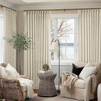Pinch Pleated Extra Wide Beige Linen Curtain 96 Inches Long 70 Wide 1 Panel | - Image 8