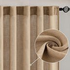 MIULEE Brown Linen Curtains 52x108 Inch Long - Image 2