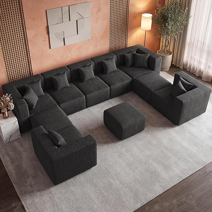 MONVANE Modular Sectional Sofa, Oversized 10 Seat Convertible U Shaped Couch - Image 2