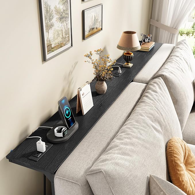 Kitstorack 2-Pack Black Console Table, 7.9" Deep Panel, Adjustable Height & - Image 2