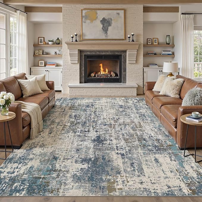 DMOYEST Area Rug Living Room Rugs 8x10 Washable Abstract Carpet | Neutral - Image 6