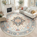 RELEANY Washable Area Rug, Round 8ft, Water Repellent, Pet Friendly, Vintage by RELEANY