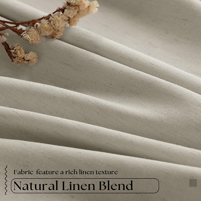 Oatmeal Linen Blackout 120 Inch Curtains - Image 5