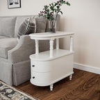 Narrow End Side Table with 2 Storage Drawers and Open Shelf, Retro Vintage Slim - Image 2