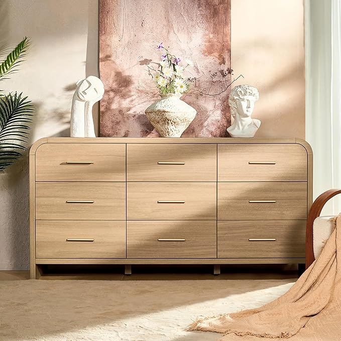 Curved 9-Drawer Dresser for Bedroom, Vanity Desk TV Stand for Living Room - Image 6