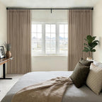 102 Inch Light Brown Thick Linen Pleated Semi Sheer Curtains - Image 7