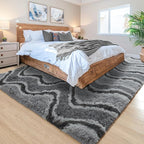 4x6 Grey Fluffy Soft Area Rug Non-Slip - Image 3