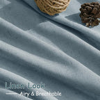 Light Blue Linen Curtains 102 Inches Long Rod Pocket Back Tab Drapes 2 Panels - Image 5