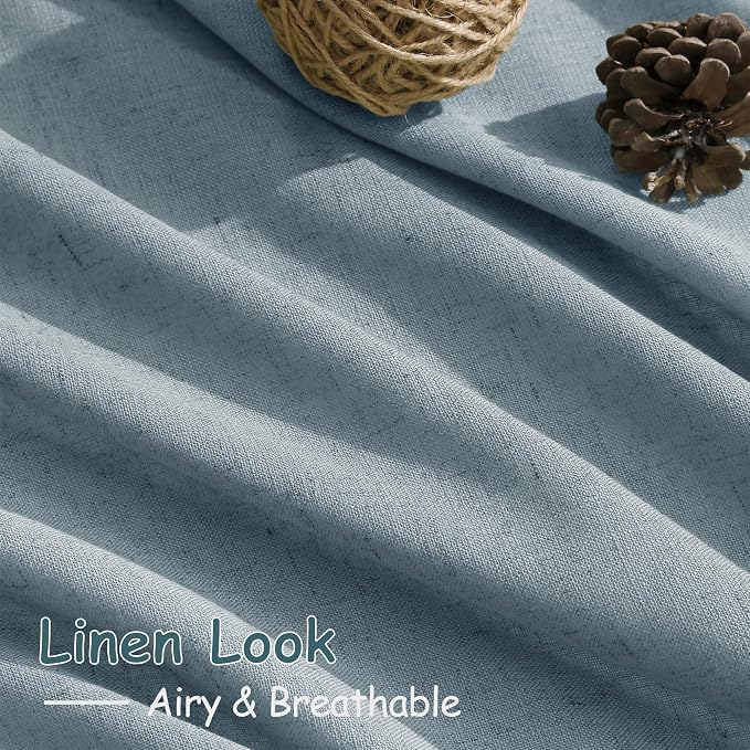 Light Blue Linen Curtains 84 Inch Length 2 Panels Set - Image 5