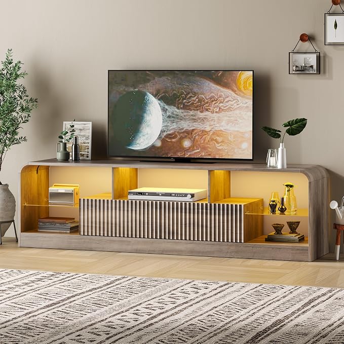 TV Stand for 60/65/70 Inch TVs, Modern Curved TV Console - Image 4