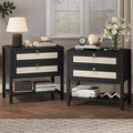 Xixini Nightstand Set of 2, Rattan Boho Bedside Table by Xixini