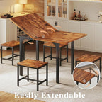 HUAHUU Dining Table Set for 4, Extendable Kitchen Table Chairs Set of 4 - Image 5
