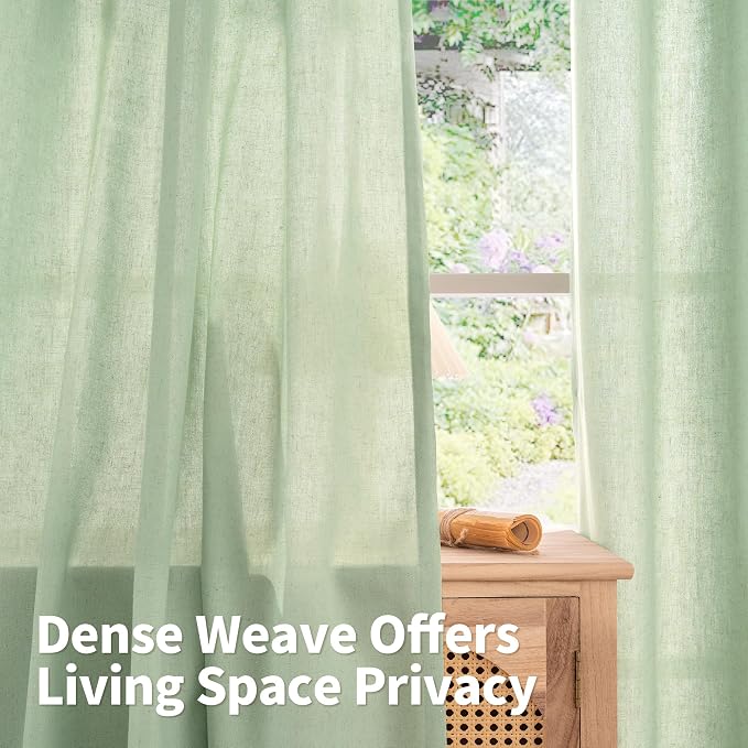 YoungsTex 63 Inch Length Sage Linen Curtains - Image 3