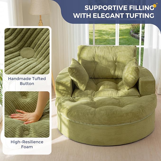 MAXYOYO Oversized Round Chaise Lounge Sofa, Upholstered Lounge Chair - Image 7