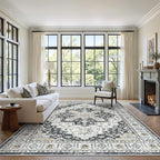 6x9 Area Rugs for Living Room, Large Washable Rug, Dining Room, Low Pile by Zesthome