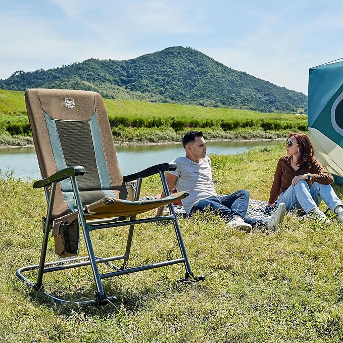 TIMBER RIDGE Outdoor Folding Rocking Chair, Hard Armrests - Image 2