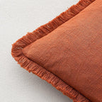 MIULEE Linen Fringe Decorative Fall Throw Pillow Covers Burnt Orange 20x20 | - Image 6