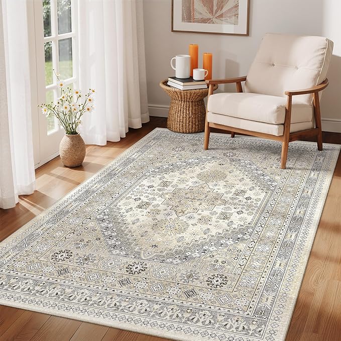 3x5 Rug for Entryway, Washable Area Rug, Living Room, Dining Room, Vintage Rug - Image 4