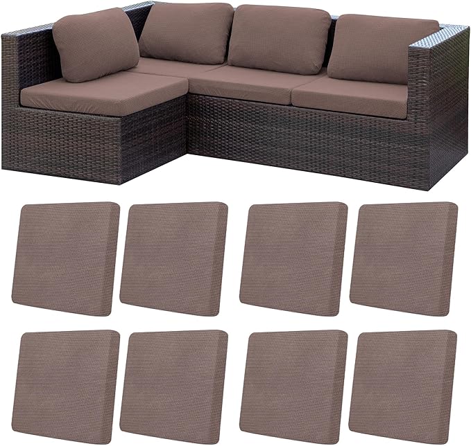 8Pcs Patio Cushion Covers, Outdoor Stretch Cushion Covers, Washable | Stretch by Unknown
