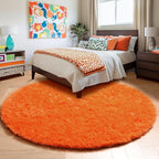 Amdrebio Orange Shaggy Round Area Rug 5Ft - Image 3