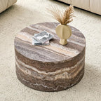 Round Coffee Table, 23.6" Modern Grey Faux Marble Drum Coffee Table, Round - Image 7