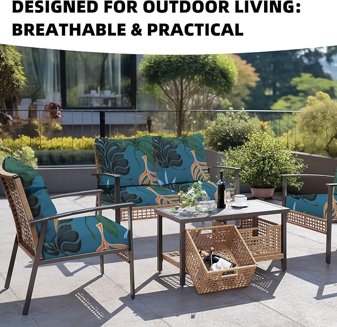 8Pcs Outdoor Cushion Covers, Elastic Patio Cushion Covers | Washable, - Image 4