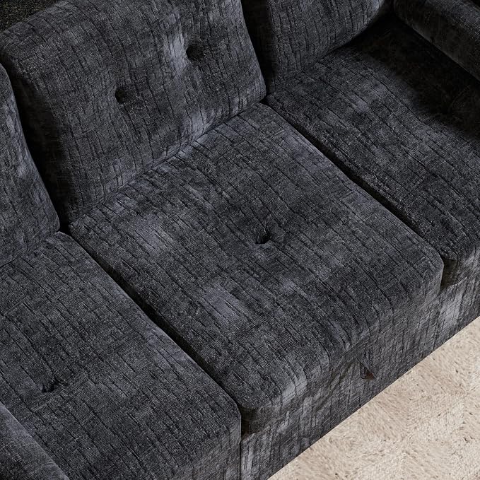 Convertible Sleeper Sofa Bed, 63 Inch Chenille Pull Out Couch - Image 5