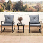 Outsunny 3 Pieces Rocking Wicker Outdoor Bistro Set, Rattan Patio Furniture Set - Image 8
