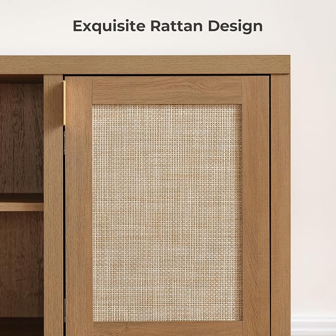 SICOTAS TV Stands for Living Room : Rattan TV Console Cabinet - Image 3