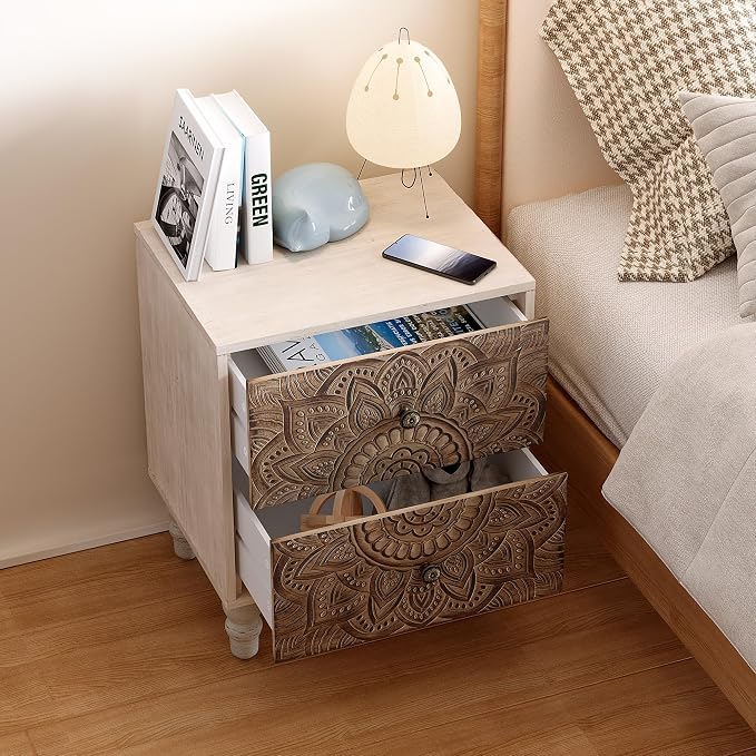SUNBURY Vintage Wooden Nightstand - Image 2