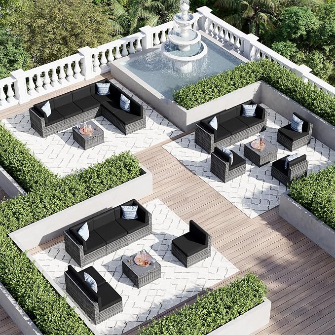 Aoxun 7 Piece Patio Furniture Set, All-Weather Wicker Outdoor Furniture 6 Seats - Image 5