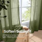 BGment Olive Green Linen Curtains 63 Inches Long - Image 5