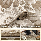 Findosom Hallway Runner Rug 2x8, Non Slip High-Low Textured Floral Washable - Image 5