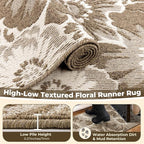 Findosom Hallway Runner Rug 2x6, Non Slip High-Low Textured Floral Washable - Image 5