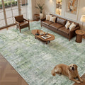 Soalmost Abstract Rug 8x12 Large Living Room Area Rugs Washable Green/Ivory | by Soalmost