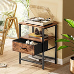 Huuger Night Stand with Fabric Drawer, Side Table with Mesh Shelf, Bedroom - Image 2
