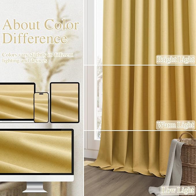 100% Blackout Curtains 96 Inch Length 2 Panels Set - Image 7