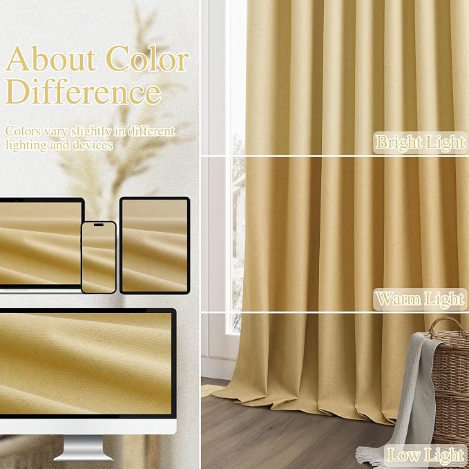 100% Blackout Curtains 120 Inch Length 2 Panels Set - Image 7
