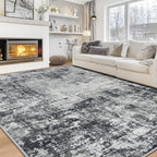 9x12 Area Rugs for Living Room Bedroom Dining Room Washable Black Grey | Soft by Aelenmu