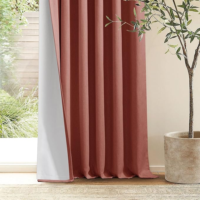 Terracotta Pleat Linen Blackout 102 Inch Curtains - Image 9