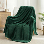 Exclusivo Mezcla Soft Waffle Fleece Bed Blanket Twin Size, Forest Green | - Image 4
