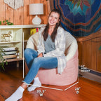 Big Joe Milano Bean Bag Chair for Kids, Oat Sherpa and Desert Rose, Vegan Suede - Image 3