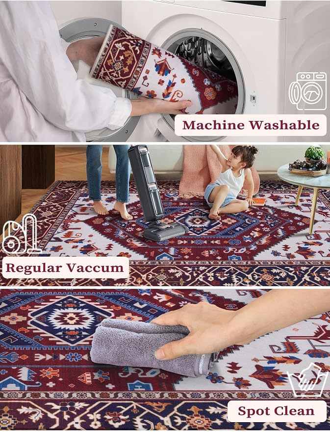 SERISSA 2'6"x12' Washable Non Slip Boho Runner Rug - Image 3
