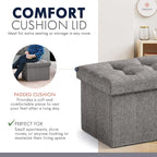 Ornavo Home Small Storage Ottoman, Foldable Collapsible Rectangle Linen Ottoman - Image 6