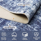 9x12 Washable Area Rug for Living Room Bedroom: Non-Slip Modern Navy Blue | - Image 4