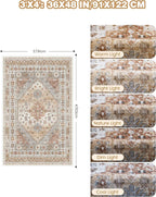 3x4 Washable Area Rug for Entryway Non Slip Kitchen Rugs, Soft Vintage Living - Image 2