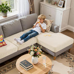 Hokway Chaise Cover and Couch Cushion Covers Set, Separate Sectional Sofa - Image 6